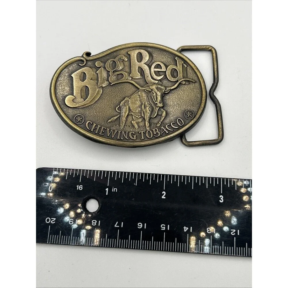 Vintage Big Red Chewing Tobacco Solid Brass Belt Buckle